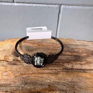 Disney Parks Collection Black Cameo Bangle Bracelet Gothic Victorian Filigree